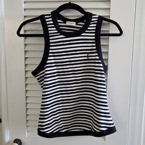 Saint Laurent Cassandre striped jersey tank top Noir Craie Size M